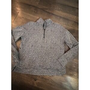 AVA Quarter Zip Pullover Sweater‎ Women's Medium Black White Textured